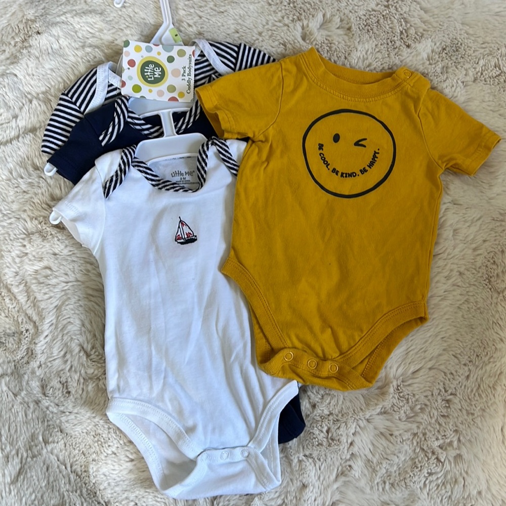 Four Onesies, Nautical, Sailboat, Smiley Face